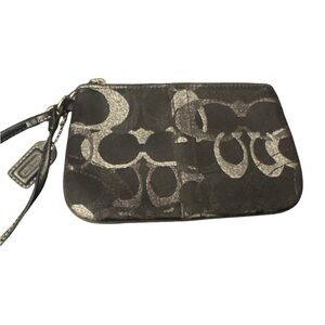 Coach Signature Wristlet in Black and Gray